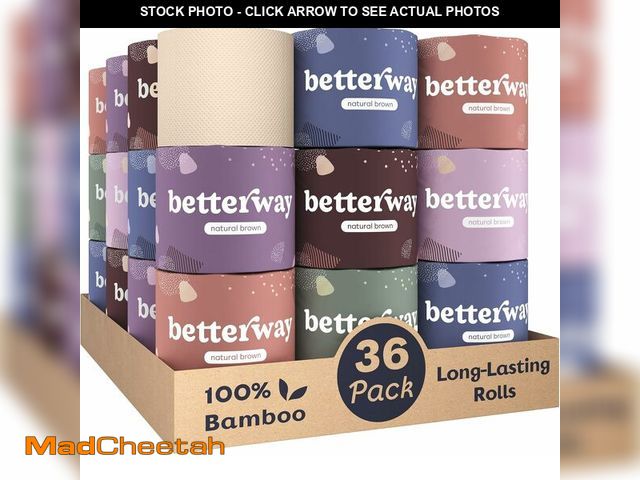 Lot 74-13926886 - Betterway Unbleached Bamboo Toilet Paper Rolls - Eco-Friendly 3 Ply Toilet Tissue - 36 Long-Lasting ...