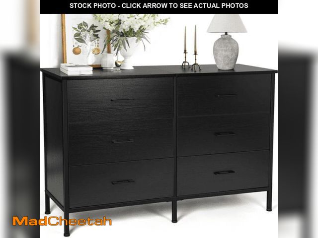 Lot 74-12270513 - Richya 47.3   Drawer Dresser Chest of 6 Drawers for Bedroom  Steel Frame  Black Storage Cabinet - UN...