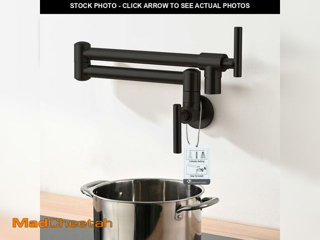 Lot 74-12716129 - Pot Filler Faucets - for Kitchen, Sink, Stove and Bar with Brass Wall Mount Double Joint Swing Arms ...