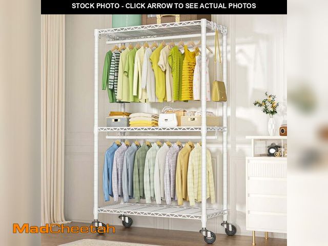 Lot 74-12801272 - FUTASSI P3 Rolling Clothes Rack, Clothing Racks for Hanging Clothes, Heavy Duty Garment Rack with Wh...