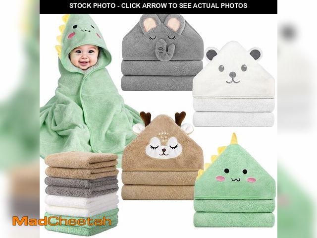 Lot 74-14295485 - CandyHome 12 PCS Baby Bath Towels Set for Infants Toddlers, 4 PCS Animal Hooded Baby Towels &amp; 8 ...