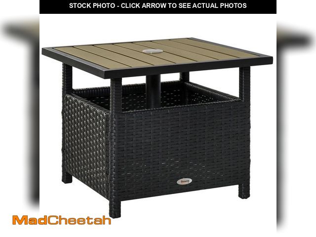Lot 74-14255046 - Outsunny Rattan Outdoor Side Table with Steel Frame - UNUSED