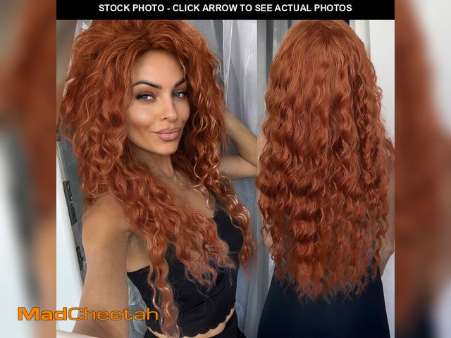 Lot 74-12603220 - GNIMEGIL Long Ginger Red Orange Curly Wig Synthetic Hair Merida Costume with Fluffy Waves Free Part ...