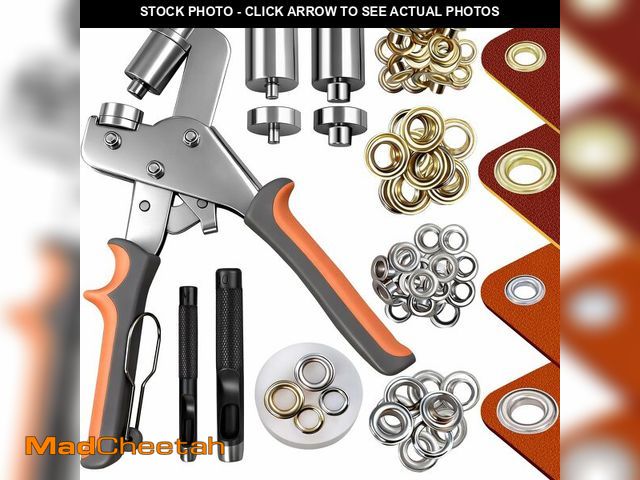 Lot 74-13629815 - SBGGRL Grommet Kit of 1/4" and 3/8" Punch with 500 Pcs Metal Eyelets,Handheld Heavy Duty Eyelet Plie...