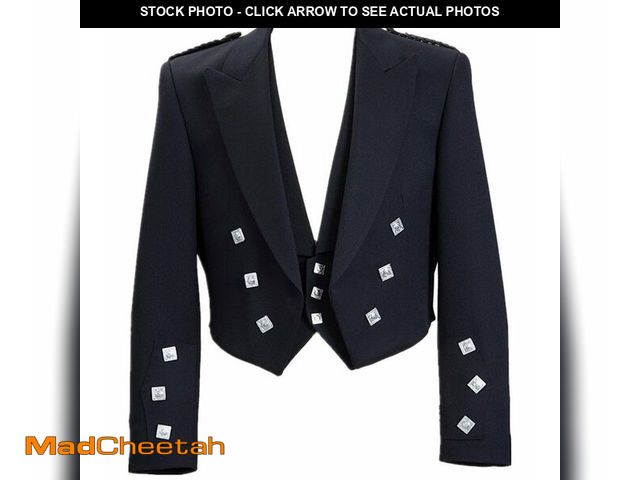 Lot 74-14149954 - Lucasini Mens Scottish Prince Charlie Kilt Jacket with Vest (42R, Black) - UNUSED