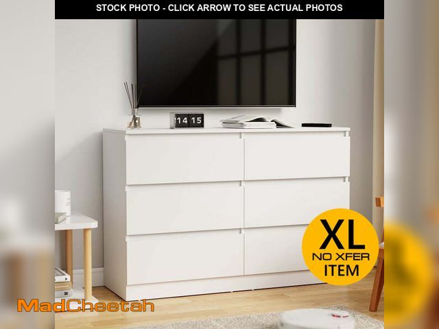 Lot 74-13643424 - Hommpa White 6 Drawers Dresser for Bedroom, Chest of Drawers TV Stand Dresser for Closet, Wooden Mod...