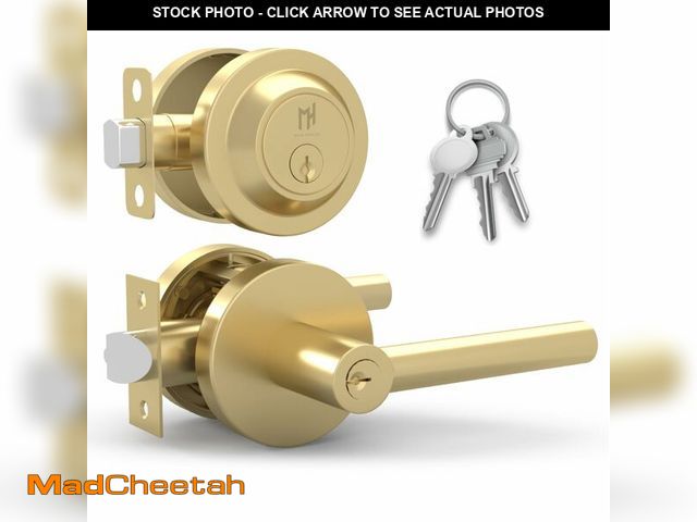 Lot 74-14337039 - Mega Handles Ronn Entrance Combo, Entry Lever Door Handle and Single Cylinder Deadbolt Lock and Key ...