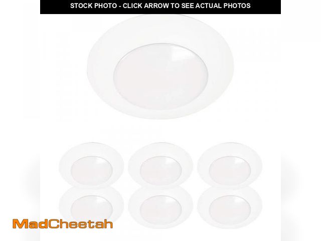 Lot 74-12412554 - (MISSING 1 LIGHT) HALO HLCE 6 in. 3000K Integrated LED Recessed Light Trim (6-Pack), Title 20 Compli...