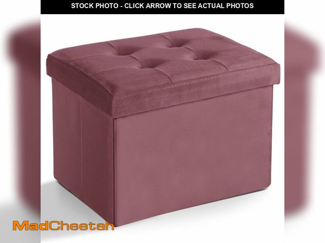 Lot 74-14336530 - LINMAGCO Storage Ottoman Folding Foot Stool Velvet Footrest with Padded Modern Ottoman with Storage ...