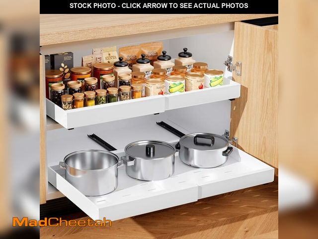 Lot 74-13708967 - 1 Pack 21" Deep Pull Out Cabinets Drawers Organizer for Kitchen, Expandable Slide Out with Adhesive,...