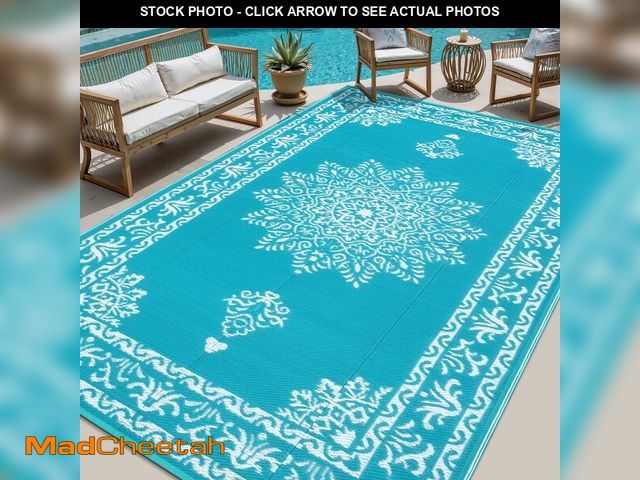 Lot 74-14324975 - Yamaziot Outdoor Rug 8x10 Ft, Waterproof Plastic Straw Patio Rug, Reversible Backyard Carpet UV Resi...
