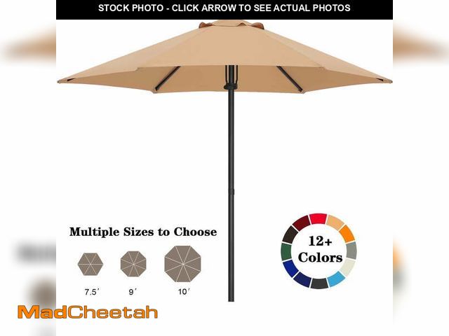 Lot 74-12647824 - ABCCANOPY 7.5ft Outdoor Market Hand Push Patio Umbrella,12+Colors, Khaki - USED
