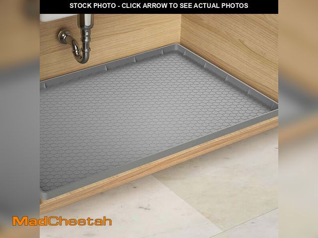 Lot 74-13054734 - Aertyole Under Sink Mat, 28" x 22" Waterproof Kitchen Cabinet Mat, Flexible Silicone Under Sink Line...