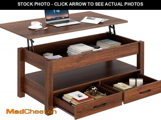 Lot 74-12488363 - Rolanstar Coffee Table, 47.2" Lift Top Coffee Table with Drawers and Hidden Compartment, Retro Centr...