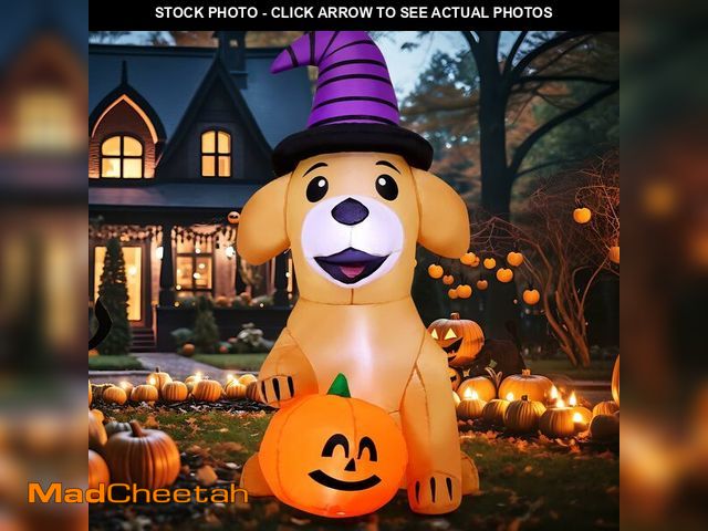 Lot 74-12970822 - COMIN 5 FT Halloween Inflatables Dog Pumpkin Outdoor Decorations Blow Up Yard with Built-in LEDs for...