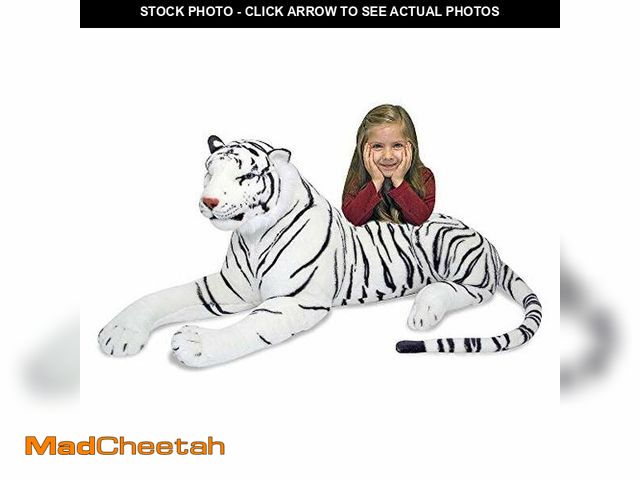 Lot 74-12633212 - Melissa &amp; Doug Giant Siberian White Tiger - Lifelike Stuffed Animal (Over 5 feet Long) - UNUSED