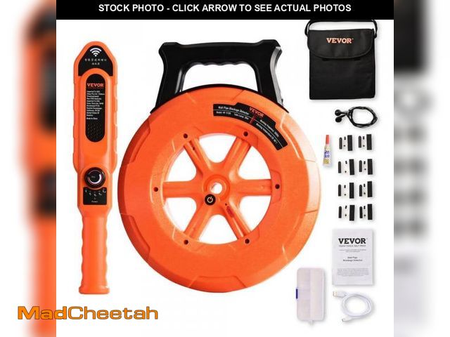 Lot 74-12394537 - VEVOR Pipe Blockage Detector ABS Pipe Locator IP67 Waterproof with 100 ft. Signal Line 8 Spare Probe...