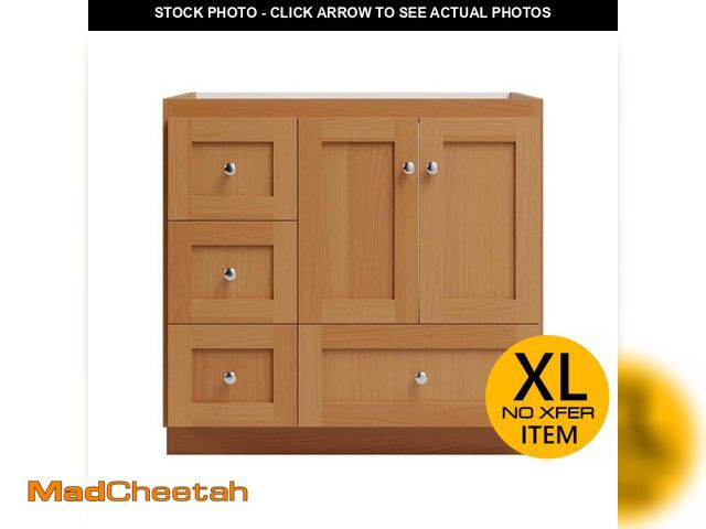 Lot 74-14313542 - Simplicity by Strasser Shaker 36 in. W x 21 in. D x 34.5 in. H Bath Vanity Cabinet without Top in Na...