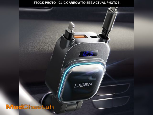 Lot 74-14269544 - LISEN 96W 4 in 1 Retractable Car Charger with USB C &amp; Lightning Cable for iPhone 17 Pro Max 16 1...