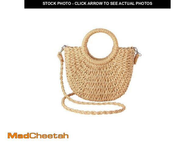 Lot 74-14210113 - JOLLQUE Straw Beach Bag for Women, Crochet Crossbody Bags Small Boho Purse,Top Handle Cute Woven Han...