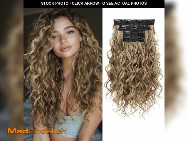 Lot 74-12331057 - REECHO Curly Hair Extensions, 4PCS 16 inch Clip in Hair Extensions Lace Weft Short Curly Hair Extens...
