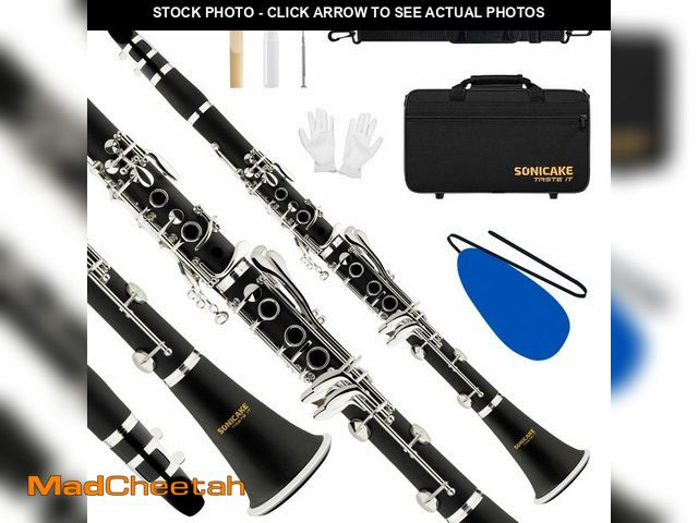 Lot 74-12717261 - SONICAKE B Flat Clarinet for Intermediate Beginners &amp; Student, Upgraded Ebonite Bb Clarinet Silv...