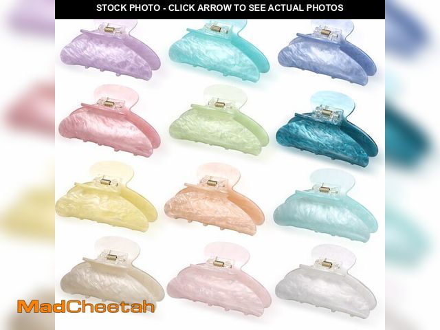 Lot 74-14274617 - Yuxung 12 Pcs Large Acrylic Hair Claw Clips for Women Cute Non-slip Hold Jaw Clamps Bulk for Thick o...