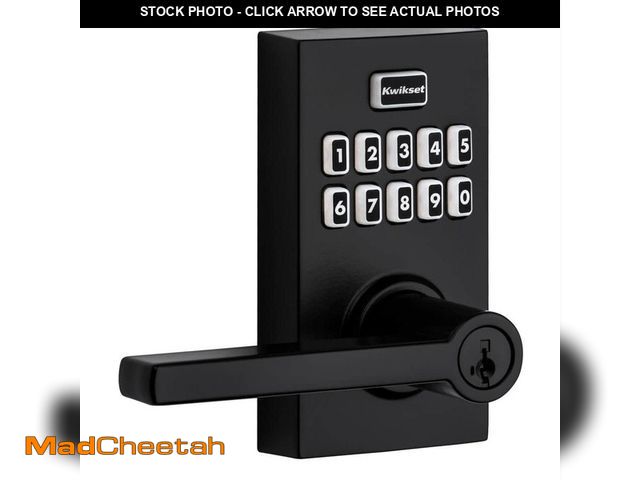 Lot 74-12892709 - Kwikset SmartCode 917 Matte Black Contemporary Keypad Electronic Single-Cylinder Halifax Door Handle...