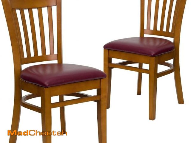 Lot 74-11987733 - Flash Furniture 2 Pk. HERCULES Series Vertical Slat Back Cherry Wood Restaurant Chair - Burgundy Vin...