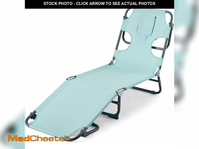 Lot 74-13418716 - Basics Outdoor Lounge Chair, Foldable Design with Multi-Angle Backrest, Blue, 1-Pack - UNUSED