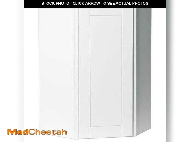 Lot 74-12553851 - Shaker 24 in. W x 12 in. D x 30 in. H Assembled Diagonal Corner Wall Kitchen Cabinet in Satin White ...