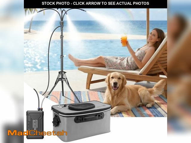 Lot 74-14338480 - Portable Misting System with 15L Bucket, 10000mAh Battery Powered Standing Mister for Outside Patio,...