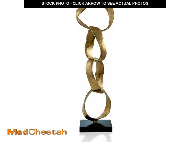 Lot 74-13710160 - Modern Day Accents 3633 Cadena Gold Ribbon Chain Sculpture, Chain Link Decor, Gold Statue, Room Deco...