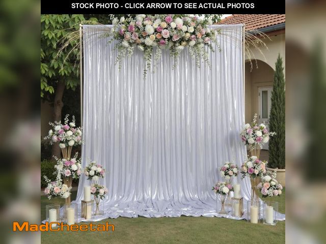 Lot 74-11545052 - 10ftx10ft Sequin Silver Backdrop Curtain for Parties, Wrinkle Free Thick Glitter Photo Backdrop Drap...