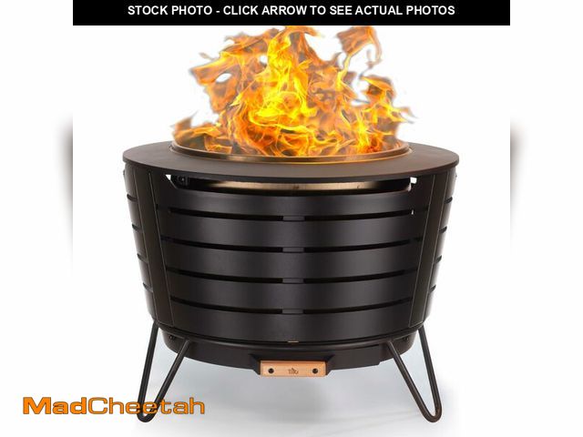 Lot 74-12786352 - Square TIKI Patio Fire Pit Bundle 25-Inch Smokeless Wood Burning Outdoor Fire Pit for Backyard, Pati...