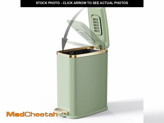 Lot 74-12699318 - CEROELDA Small Bathroom Trash Can with Lid Soft Close-5L/1.3 Gal Slim Garbage Can-Metal Step Wasteba...