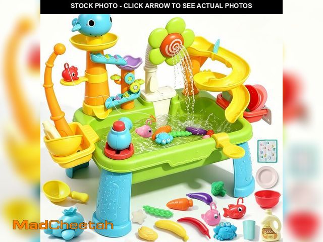 Lot 74-14379632 - Dergo Upgraded Water Table for Toddlers Toy Set, Kids Sensory Sand Table Play Sink Shower Sprinkler,...