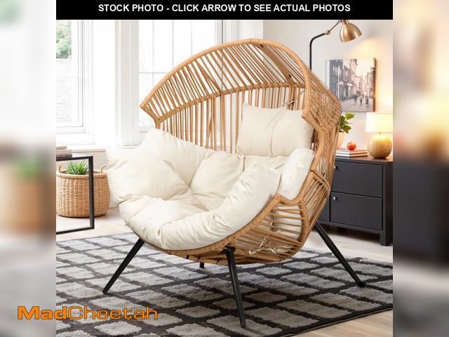 Lot 74-12402564 - Vongrasig Wicker Egg Chair PE Rattan Chair with Cushion, Oversized Patio Lounge Chair for Outdoor, I...