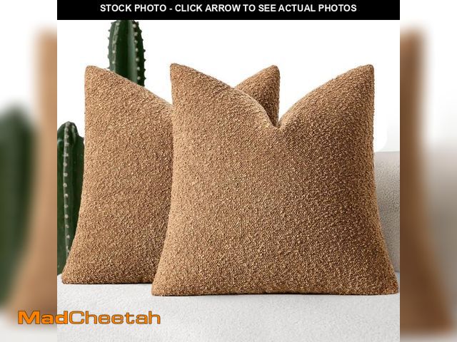 Lot 74-12439528 - MIULEE 20x20 Inch Decorative Pillow Covers for Couch Bed Set of 2 Textured Boucle Neutral Throw Pill...