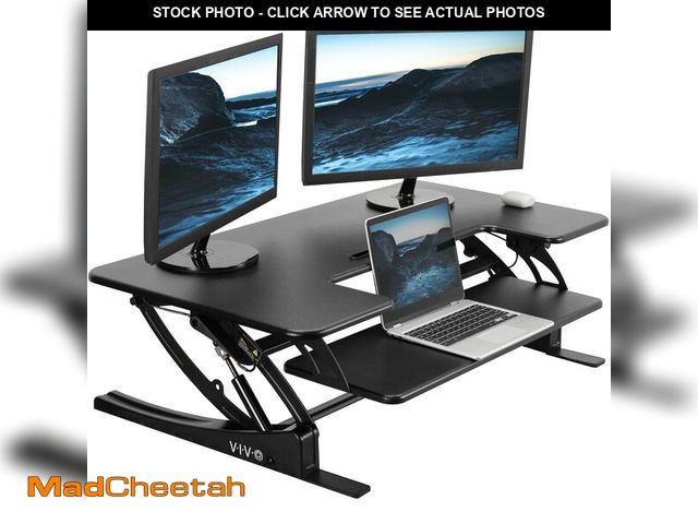 Lot 74-13580184 - VIVO 42 inch Height Adjustable Stand Up Desk Converter, V Series, Quick Sit to Stand Tabletop Dual M...