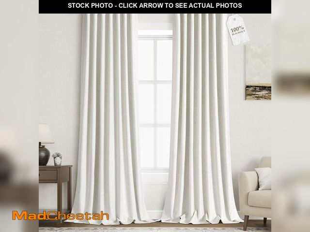 Lot 74-14150791 - Nanspring Linen 100% Blackout Floor to Ceiling Extra Long Curtains 96 Inches Long for Bedroom 8ft Ba...
