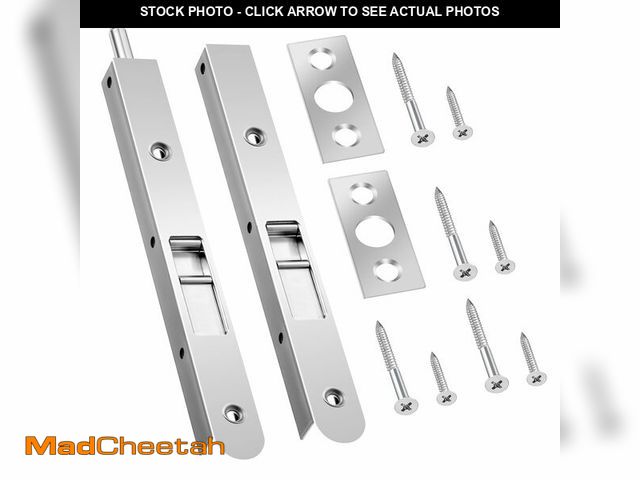 Lot 74-14265630 - Ceoighe 2 Pack 7 Inch Flush Bolt for Double Door, Heavy Duty Chrome Plating Flush Latch Bolts, Frenc...