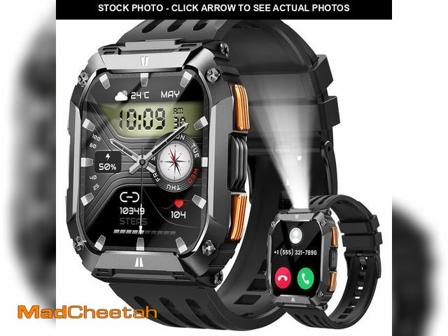 Lot 74-12459229 - Smart Watches for Men Fitness Watch: 30 Days Battery Life/Call/Answer 1.95'' Mens Military Smart Wat...