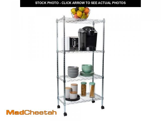 Lot 74-12392137 - Mind Reader 4-Shelves Metal SilverStorage Shelves Garage Shelving Storage Pantry Organization 13.5 i...
