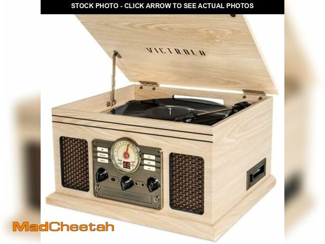 Lot 74-14307610 - Victrola Quincy - 6-in-1 Bluetooth Record Player - Natural - UNUSED