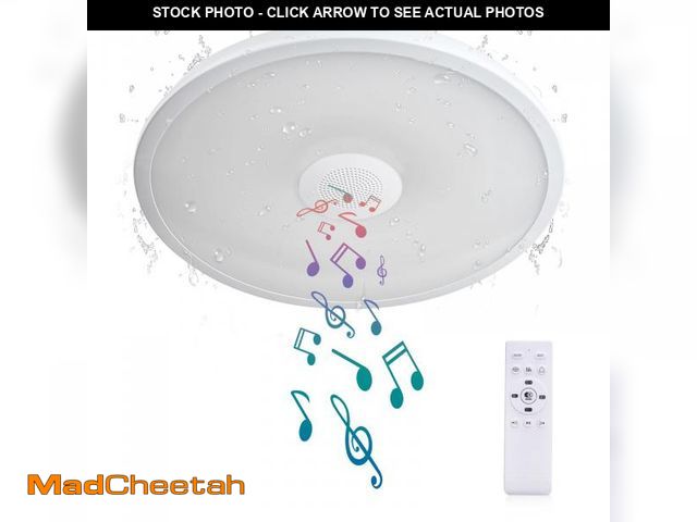 Lot 74-11546597 - ASALL Smart Waterproof LED Ceiling Light Fixture,with Bluetooth Speaker,11 Inch,18 watt, 2700K-6500K...