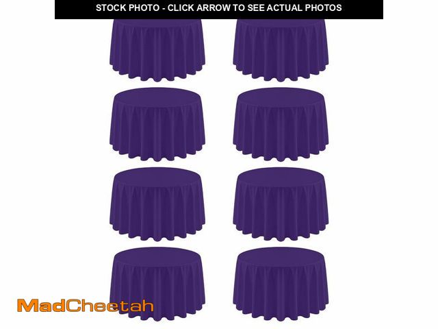 Lot 74-14212987 - RestfulGlow 8 Pack Round Tablecloth 90 Inch Purple Tablecloth for Round Tables, Washable Polyester T...