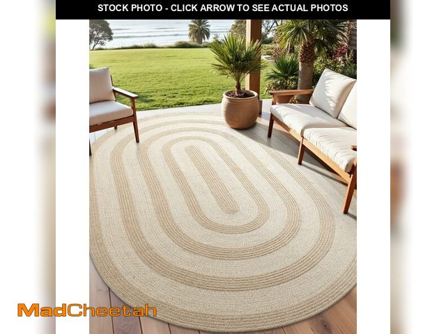 Lot 74-12570555 - DEXI Oval Jute Rug Natural Fiber 5x8, Braided Woven Sisal Rugs No Shed, Neutral Area Carpet Mat for ...