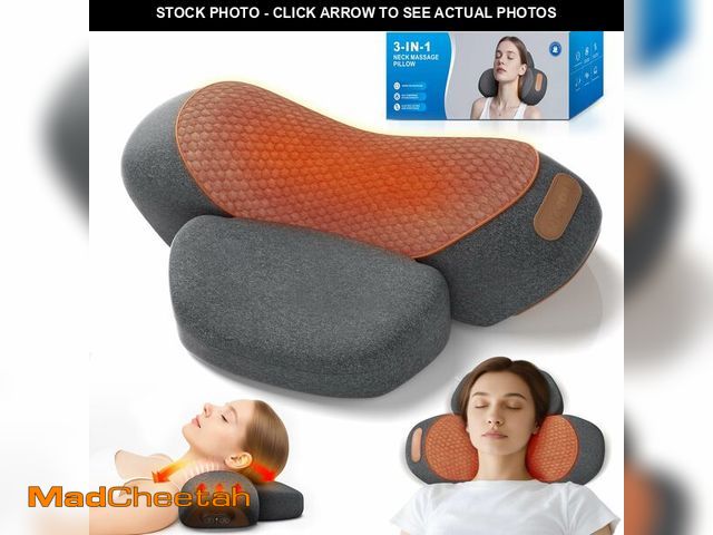 Lot 74-12968533 - 3-in-1 Neck Massager Pillow with Heating and Cervical Traction - Deep Tissue Massage for Pain Relief...