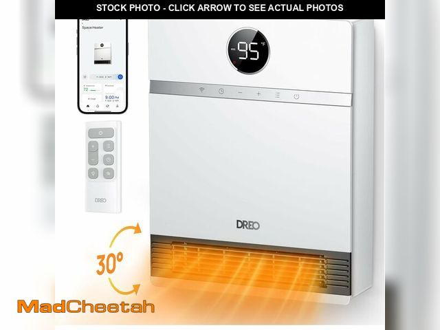 Lot 74-13696498 - (SOME DAMAGE) DREO Smart Wall Heater, IP24 Electric PTC Space Heater for Indoor Use, 30 degree Oscil...